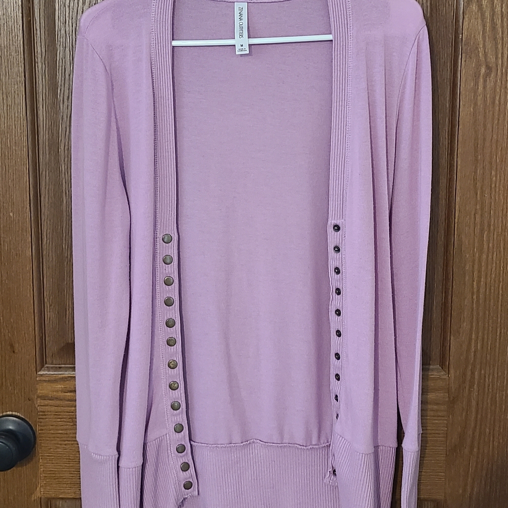 Zenana Outfitters Pink Open-Front Cardigan